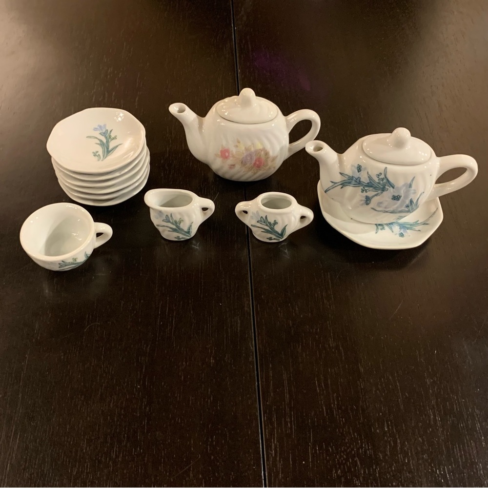 Vintage Mini Floral Porcelain Tea Set - 12 Piece